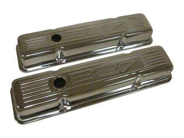 Chevy Small Block Chrome Valve Covers With 327 Logo, Short,1958-1986