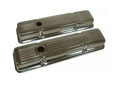 Chevy Small Block Chrome Valve Covers With 327 Logo, Short,1958-1986