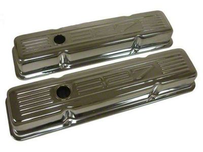 Chevy Small Block Chrome Valve Covers With 327 Logo, Tall, 1958-1986