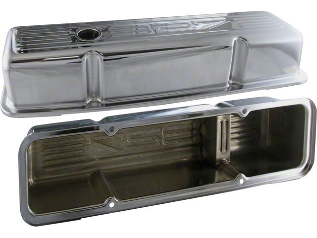 Chevy Small Block Chrome Valve Covers With 327 Logo, Tall, 1958-1986