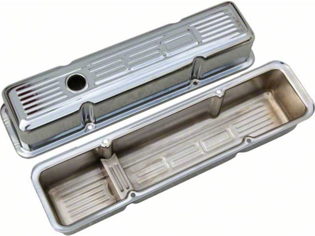 Chevy Small Block Chrome Valve Covers With 350 Logo, Tall, 1958-1986