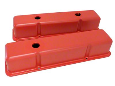 Chevy Small Block Valve Covers, Tall Style, Orange, 1958-1986