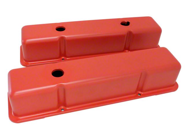 Chevy Small Block Valve Covers, Tall Style, Orange, 1958-1986
