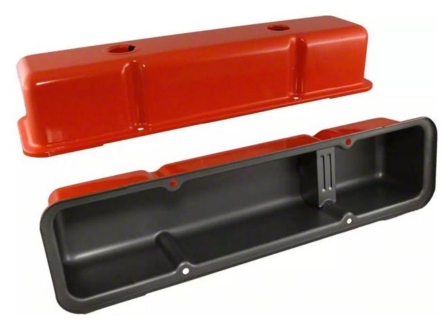 Chevy Small Block Valve Covers, Tall Style, Orange, 1958-1986