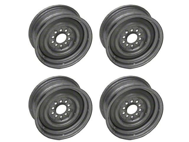 Chevy Steel Wheel Set, 14'' X 6'', For Disc Or Drum Brakes, 1955-1957