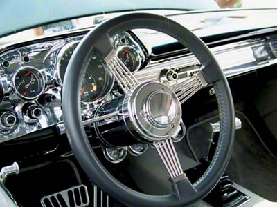Chevy Steering Wheel Adapter, Short, Chrome, Fits ididit OrFlaming River Columns, 1955-1957
