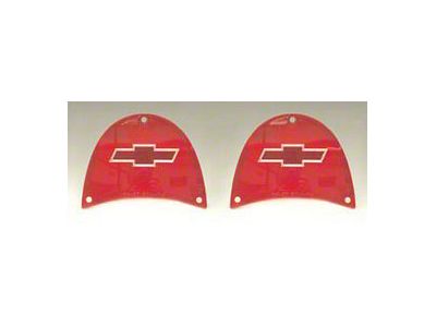 Chevy Taillight Lenses, With Bowtie Logos, Red, 1957