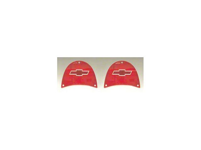 Chevy Taillight Lenses, With Bowtie Logos, Red, 1957