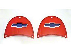 Chevy Taillight Lenses, With Chrome Bowtie & Blue Center, 1957