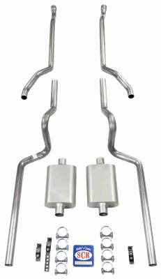 Ecklers 2-1/4-Inch Dual Exhaust System with Turbo Mufflers; Aluminized ...