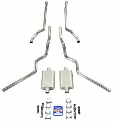 Ecklers 2-1/4-Inch Dual Exhaust System with Turbo Mufflers; Aluminized ...