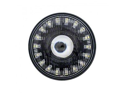 5.75-Inch High/Low Beam LED Headlight with Modern Switchback Halo with Original Glass; Black Housing; Clear Lens (Universal; Some Adaptation May Be Required)