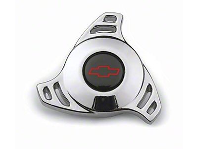 Chevy Truck Air Cleaner Cover Wing Nut, Spinner Shape With Small Bowtie Logo, Chrome, 1955-1992