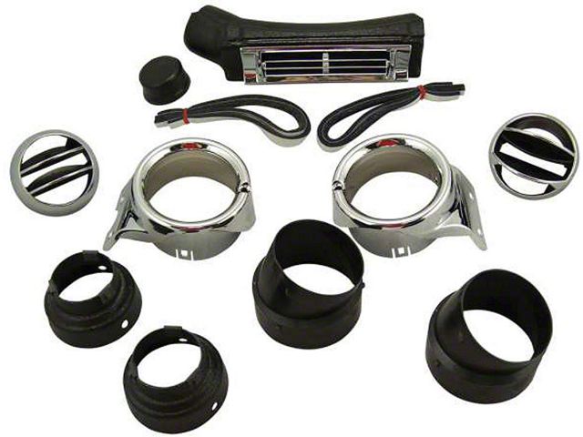 Chevy Truck Air Conditioning Dash Vent Set, Chrome Bezels, 1967-1972