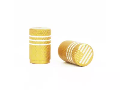 Aluminum Valve Stem Cap with Flag; Gold (Universal; Some Adaptation May Be Required)