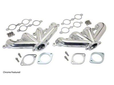 Chevy-GMC Truck Center Dump Cast Iron LS/Vortec Exhaust Manifolds, Silver Ceramic