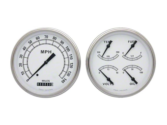 Chevy Truck Classic Instruments Classic White Series CustomGauge Package, 1947-1953