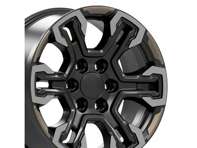 CV65 Gloss Black Machined with Tan Accents 6-Lug Wheel; 18x8.5; 26mm Offset (88-99 C1500, K1500)
