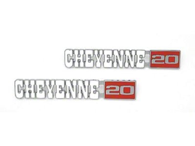Chevy Truck Front Fender Emblems, Cheyenne 20, 1971-1972