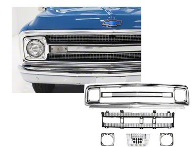 Chevy Truck Front Grille Kit, With Black Insert, Good Quality, 1969-1970