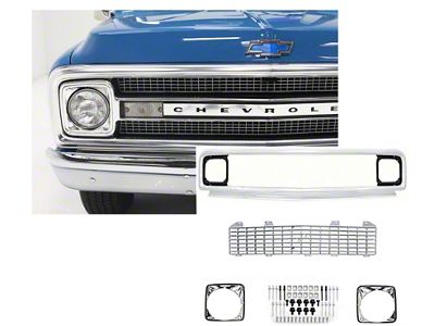 Chevy Truck Front Grille Kit, With Chrome Insert, Show Quality, 1971-1972