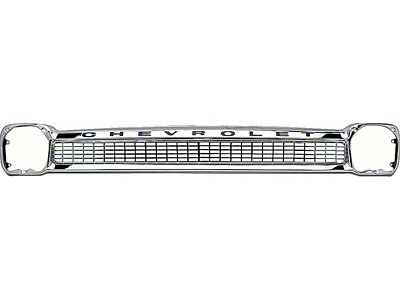 Grille with Black CHEVROLET Lettering; Chrome (64-66 C/K10)
