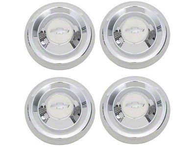 Chevy Truck Hub Cap Set, Chrome, With Bombay Ivory Painted Details, 1955-1956