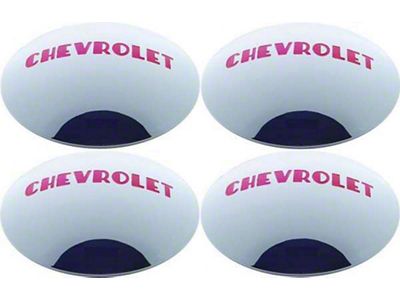 Chevy Truck Hub Cap Set, Polished Stainless Steel, With RedPainted Details, 1947-1953