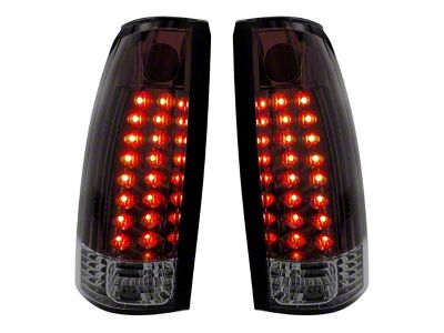 LED Tail Lights; Black Housing; Smoke Red/Clear Lens (88-98 C1500, C2500, C3500, K1500, K2500, K3500)