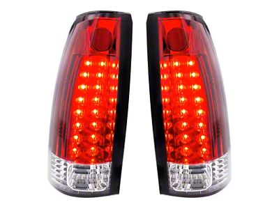 LED Tail Lights; Chrome Housing; Red/Clear Lens (88-98 C1500, C2500, C3500, K1500, K2500, K3500)