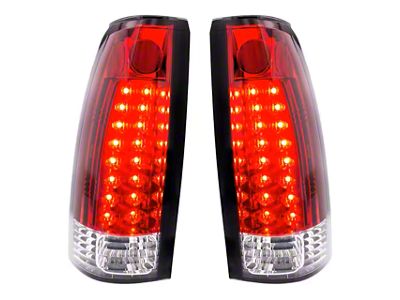 LED Tail Lights; Chrome Housing; Red/Clear Lens (88-98 C1500, C2500, C3500, K1500, K2500, K3500)