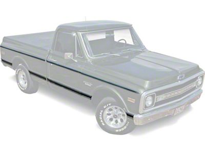 Chevy Truck Molding Kit, Upper & Lower, Long Bed, Wood Grain, Fleet Side, 1969-1972