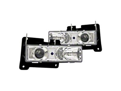 Projector Headlights; Chrome Housing; Clear Lens (88-99 C1500, C2500, C3500, K1500, K2500, K3500)