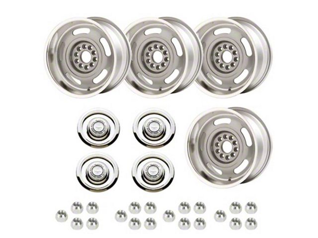 Chevy Truck - Rally Wheel Kit, 1-Piece Cast Aluminum With Flat Disc Brake Style Center Caps, 17x8