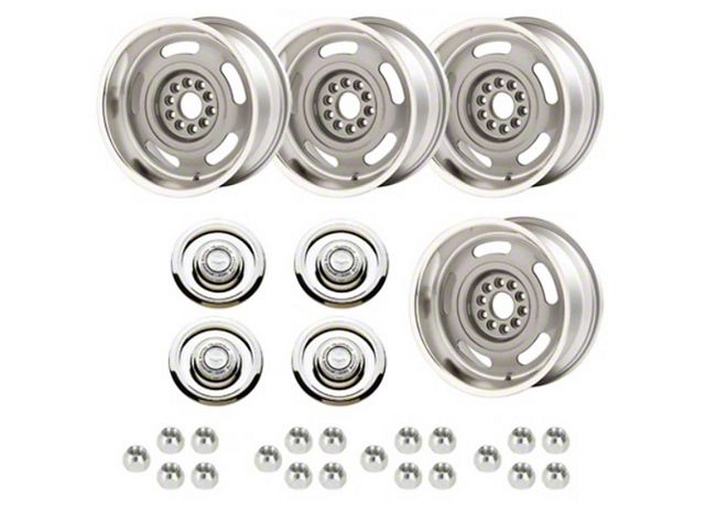 Chevy Truck - Rally Wheel Kit, 1-Piece Cast Aluminum With Flat Disc Brake Style Center Caps, Staggered 17x8 And 17x9