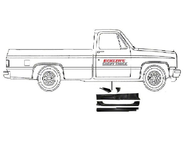 Chevy Truck Rocker Panel Repair Kit, Left, 1973-1987