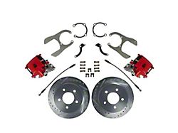 The Right Stuff Detailing Street Series Rear Disc Brake Conversion Kit for 5x5 Bolt Pattern; Red Calipers (88-98 C1500 w/ 11-Inch Drum Brakes)