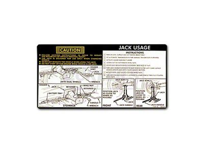 Chevy Truck & Suburban, Jacking Instructions Decal, For Four Wheel Drive, 1977-1978 (4WD, Incl Suburban)