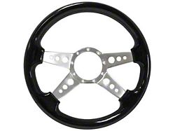 VSW S9 Premium Leather Series 14-Inch Steering Wheel; Black Ash Wood (Universal; Some Adaptation May Be Required)