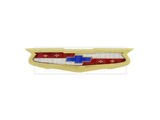 Chevy Trunk Emblem Assembly, With Gold Bezel, Bel Air 6-Cylinder, 1957