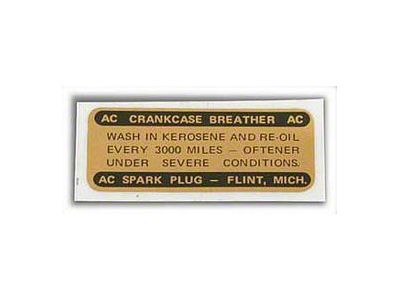 Chevy V8 Or 6-Cylinder Oil Breather Cap Decal, 1955-1957
