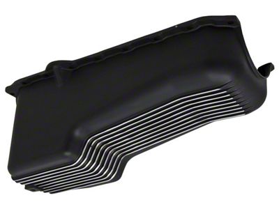 Chevy V8 Small Block Aluminum Stock Capacity Oil Pan, Black Retro Finned