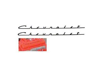 Chevy Valve Cover Decals, Black Chevrolet Script, 265ci, 1955