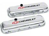 Chevy Valve Covers, Big Block, With Baffle, Short Design, Chrome, With Chevrolet Script & Bowtie Logo