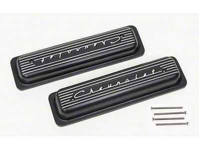 Chevy Valve Covers, Classic-Style, Aluminum, Black, 1955-1957