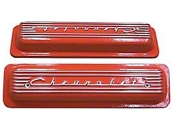 Chevy Valve Covers, Classic-Style, Aluminum, Orange, 1955-1957
