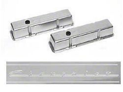 Chevy Valve Covers, Polished, Aluminum, Tall, Small Block, With Chevrolet Script, 1955-1957