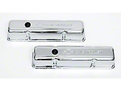 Chevy Valve Covers, Small Block, With Baffle, Tall Design, Chrome, With Chevrolet Script & Bowtie Logo, 1955-1957