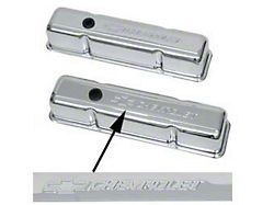 Chevy Valve Covers, Small Block, Tall Design, Chrome, With Chevrolet Script & Bowtie Logo, 1955-1957