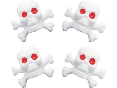 Chevy Valve Stem Caps, Skull, White, 1955-1957